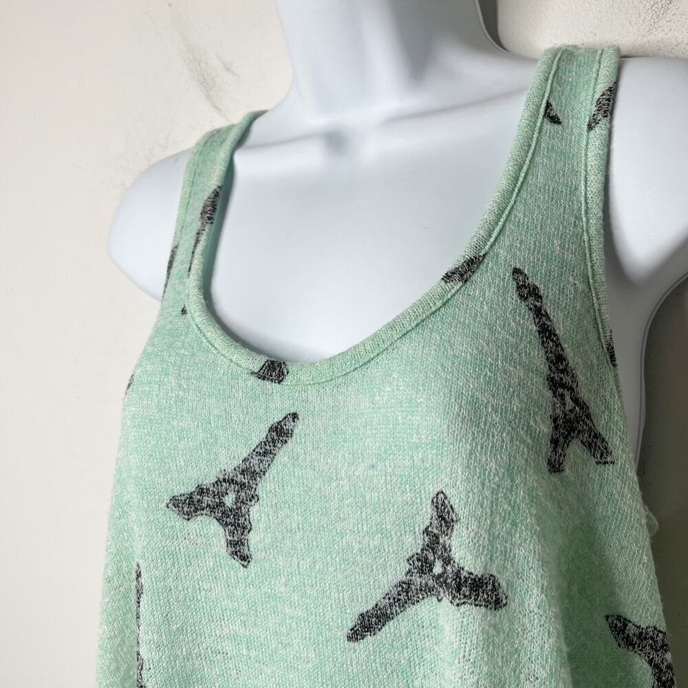 No Boundaries Women Knit Tank Top M Mint Green Eiffel Tower Racerback Asymmetric - Picture 3 of 9